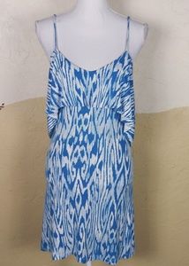 Tart Sz XS Tunic Dress White Blue Spaghetti